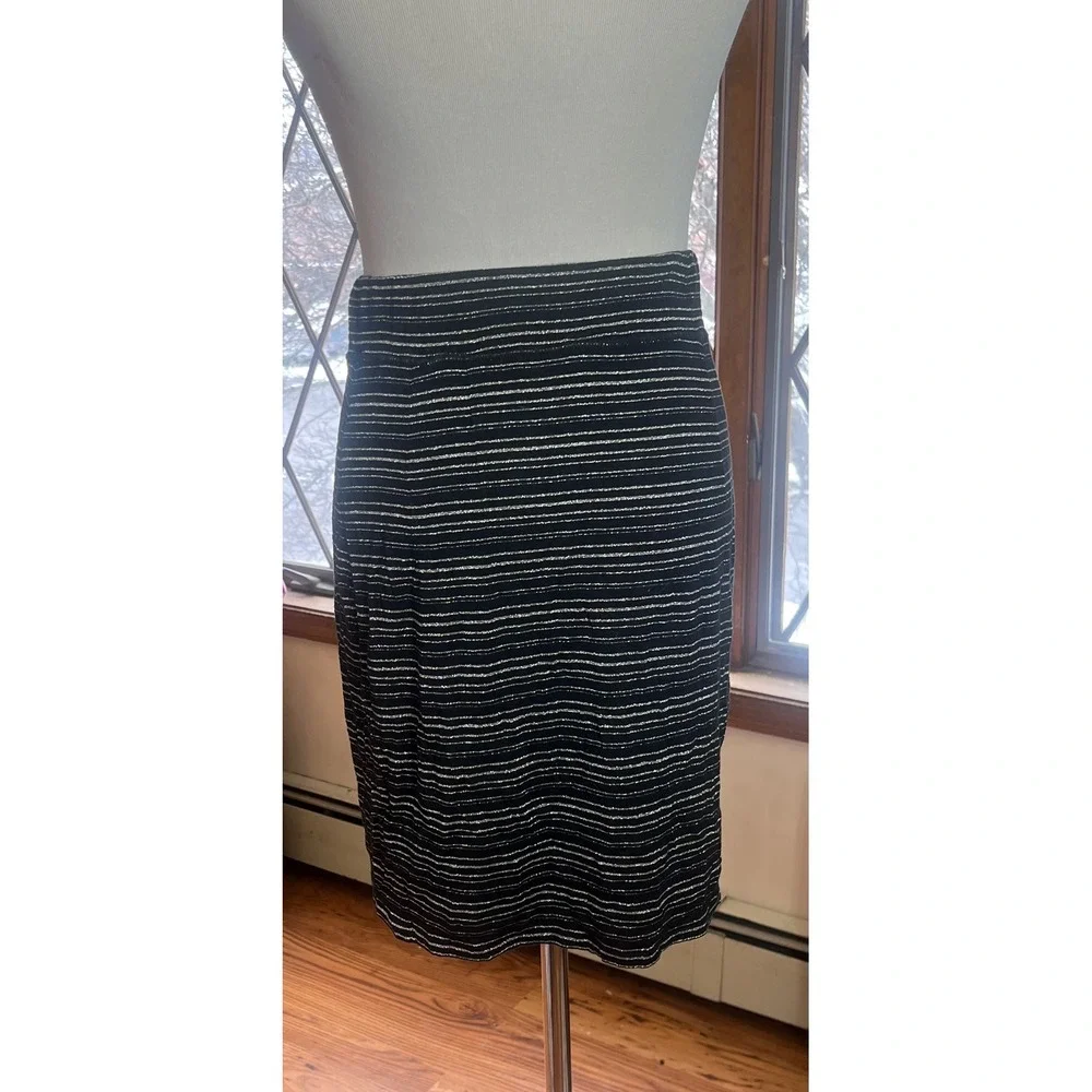 D&G Dolce & Gabbana Black Silver‎ Metallic Striped Pencil Skirt Italy Size 44 - Picture 4 of 9